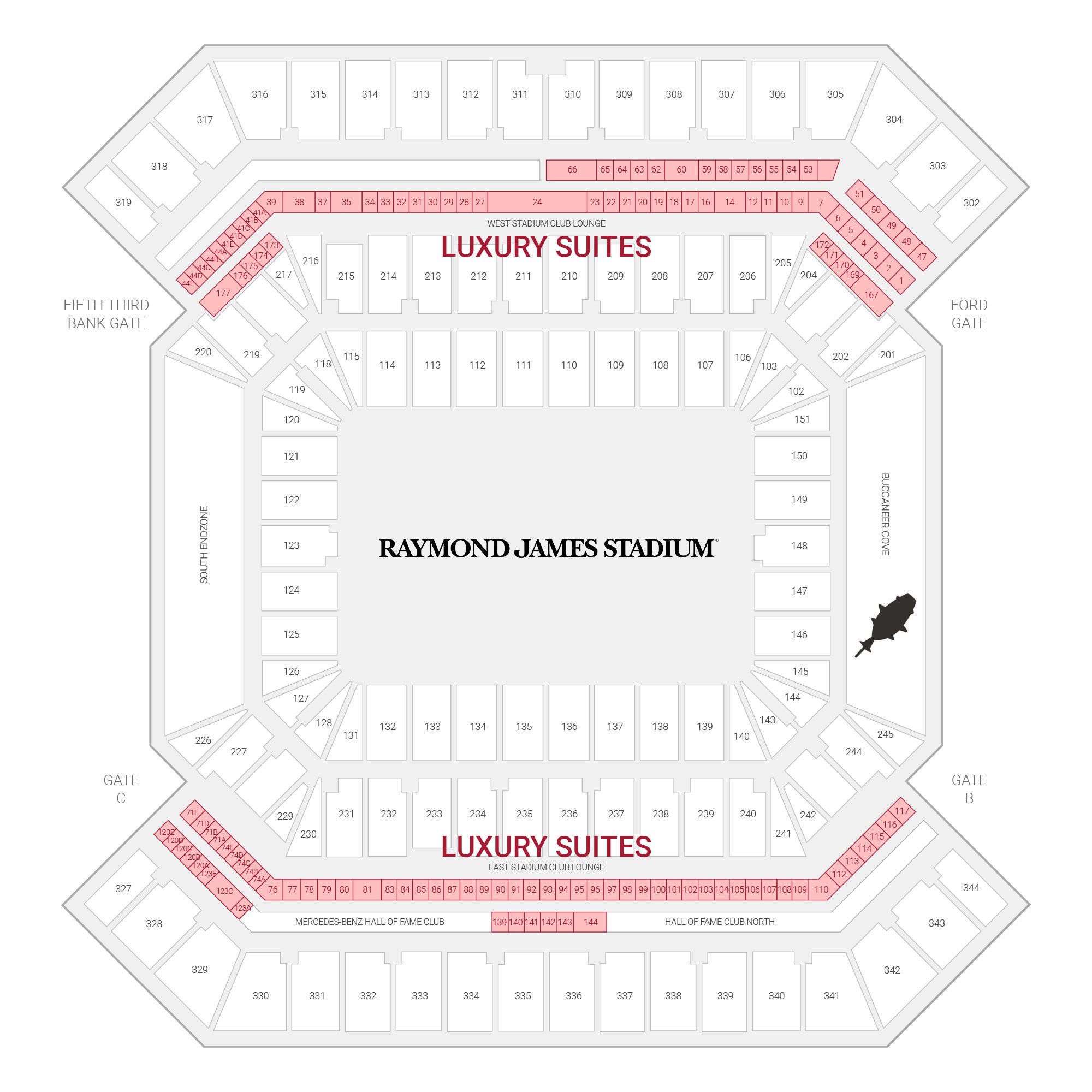 Raymond James Stadium /  Suite Map and Seating Chart